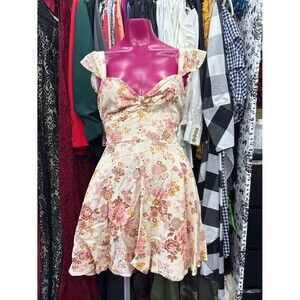 Forever 21 Floral Mini Dress - Cream and Pink